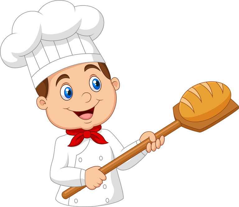 cake chef cartoon chef on white background