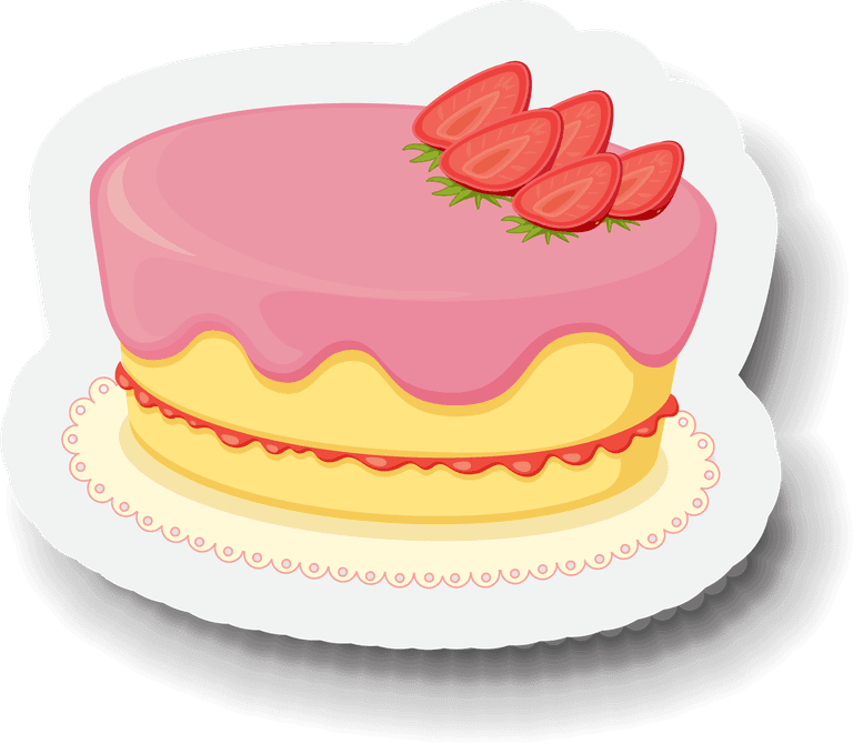 cake set dessert fruit sticker for cheerful celebrations and sweet treats