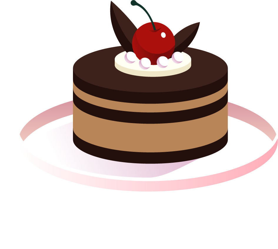 cakes icons colorful fruity decor sketch