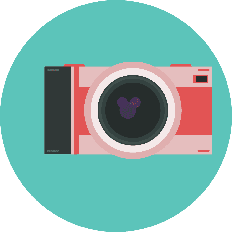 camera icons isolated in various colored styles