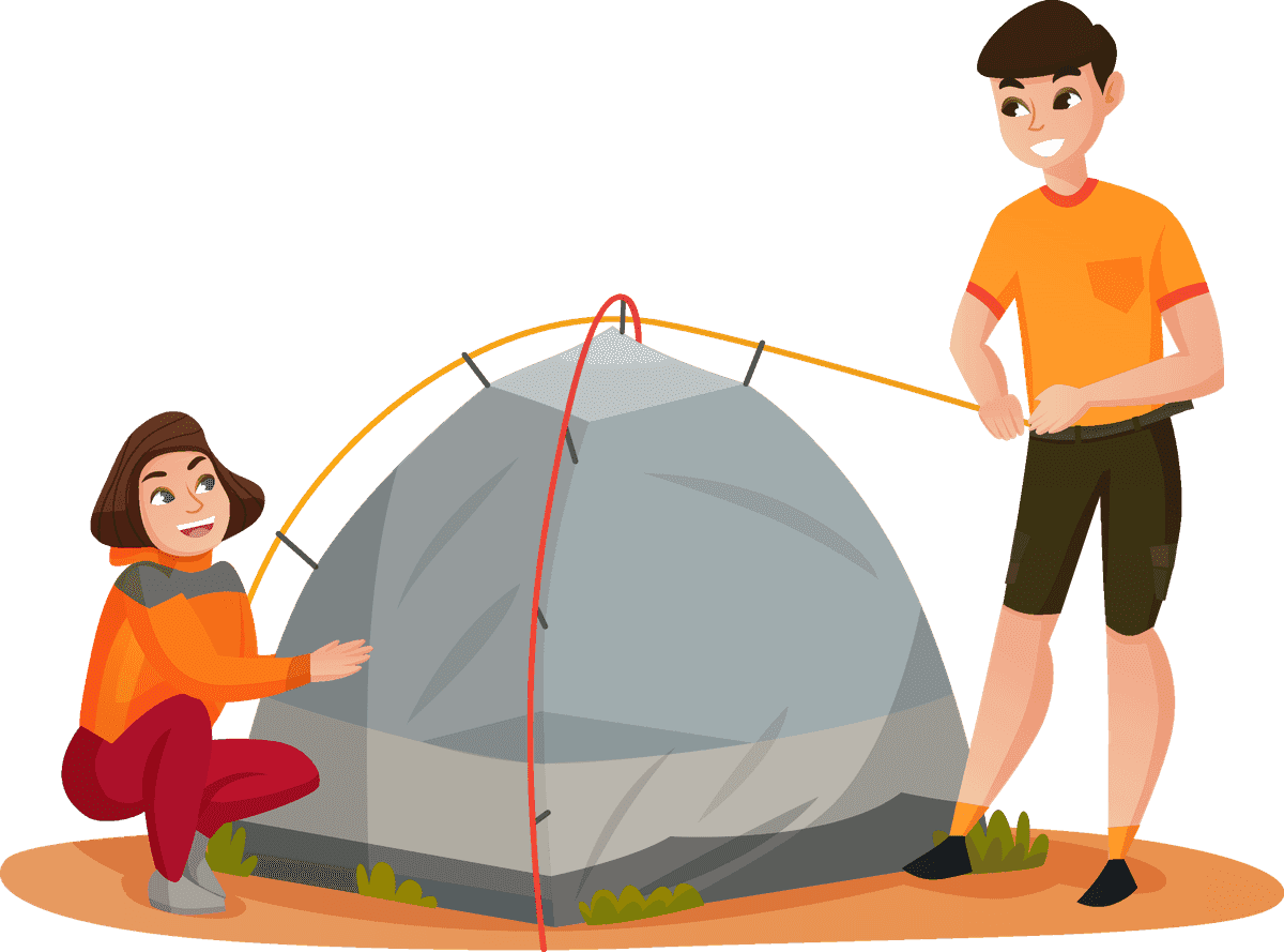 camping group and camping people illustration