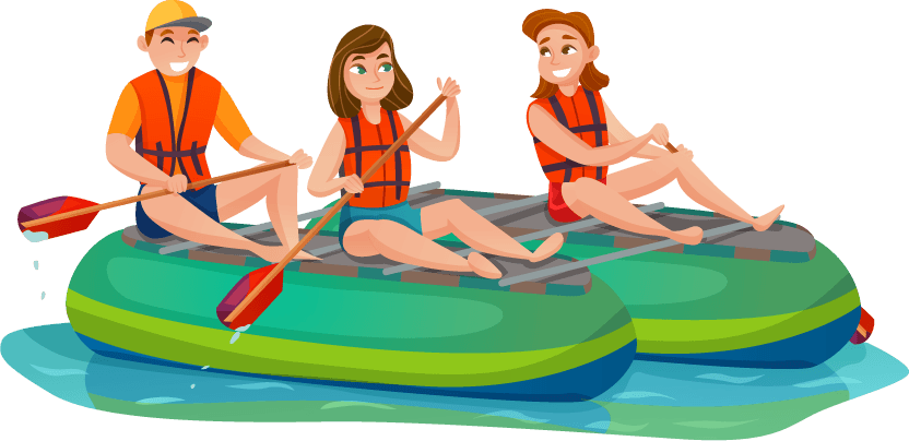 camping group and camping people illustration