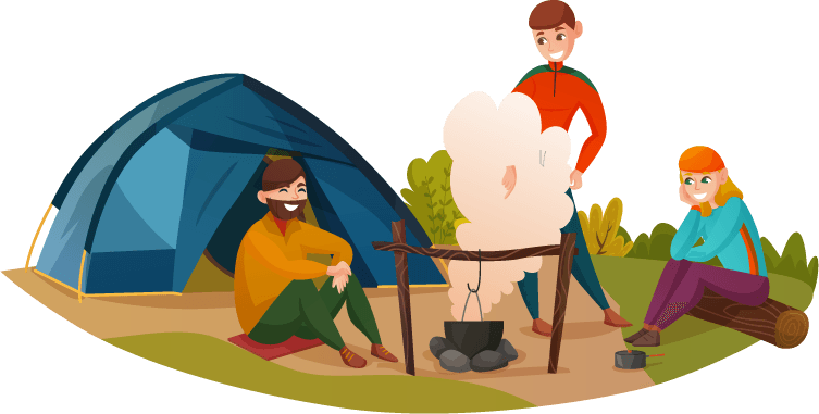 camping group and camping people illustration