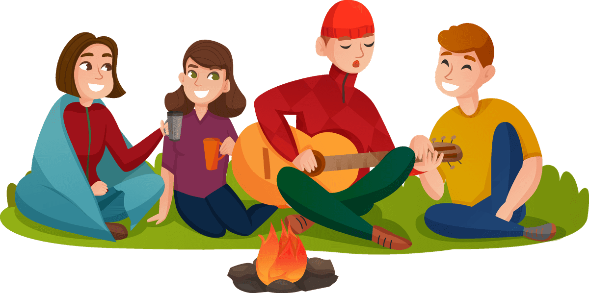 camping group and camping people illustration