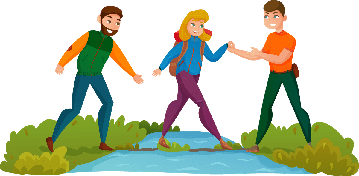 camping group and camping people illustration