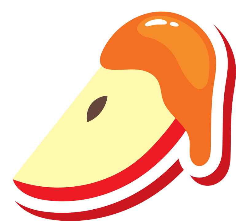 candy stickers dessert illustration featuring a delicious apple slice with caramel drizzle