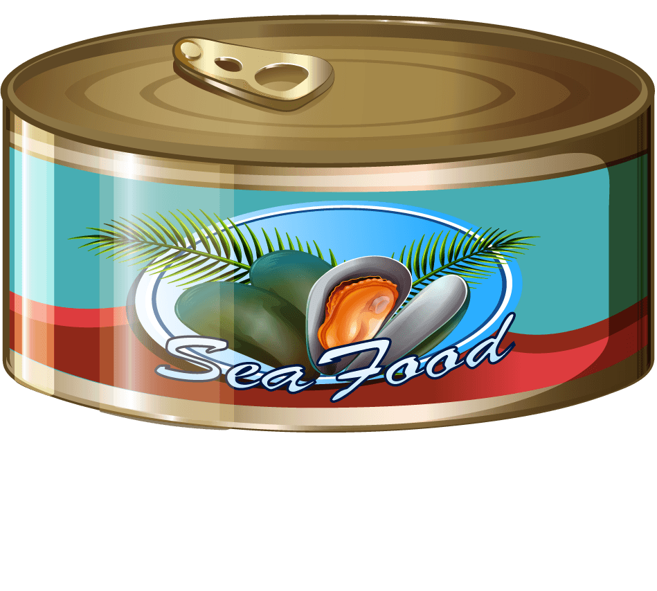 canned food different types of canned food and desserts illustration