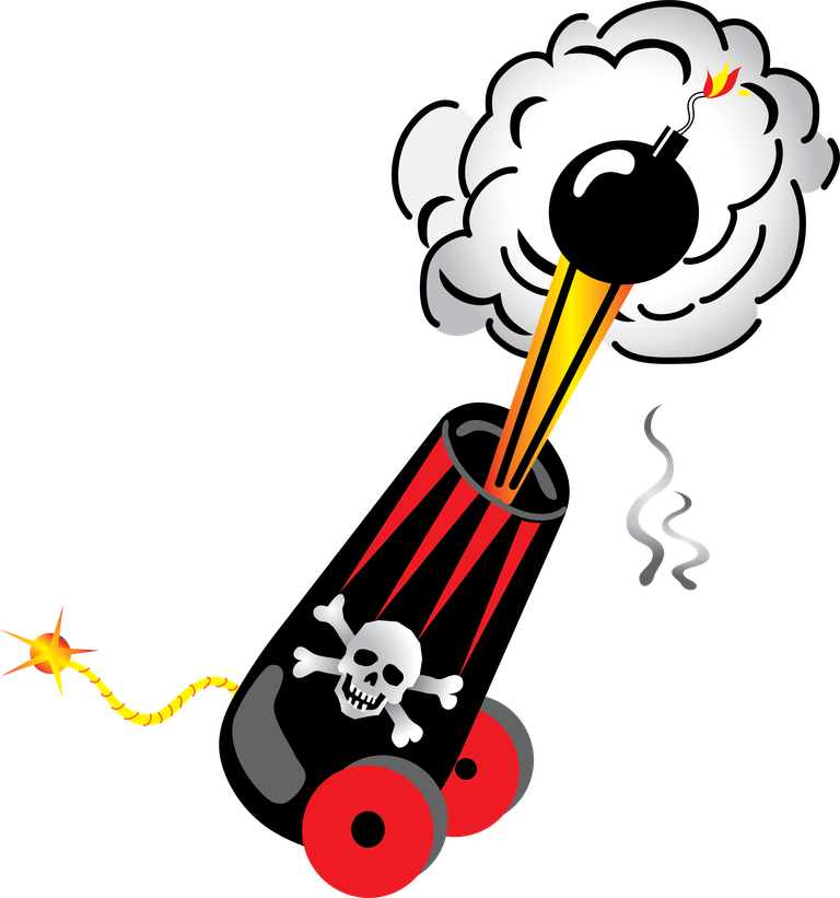 cannon pirate treasure series vector with bomb explosion and skull motif for fun designs