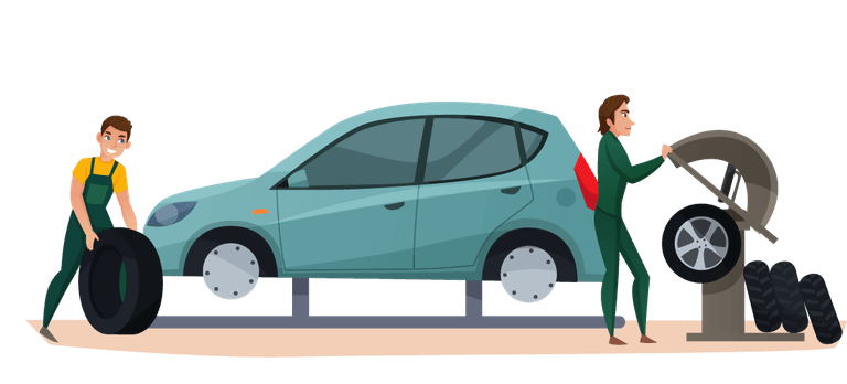 Car maintenance and service illustration