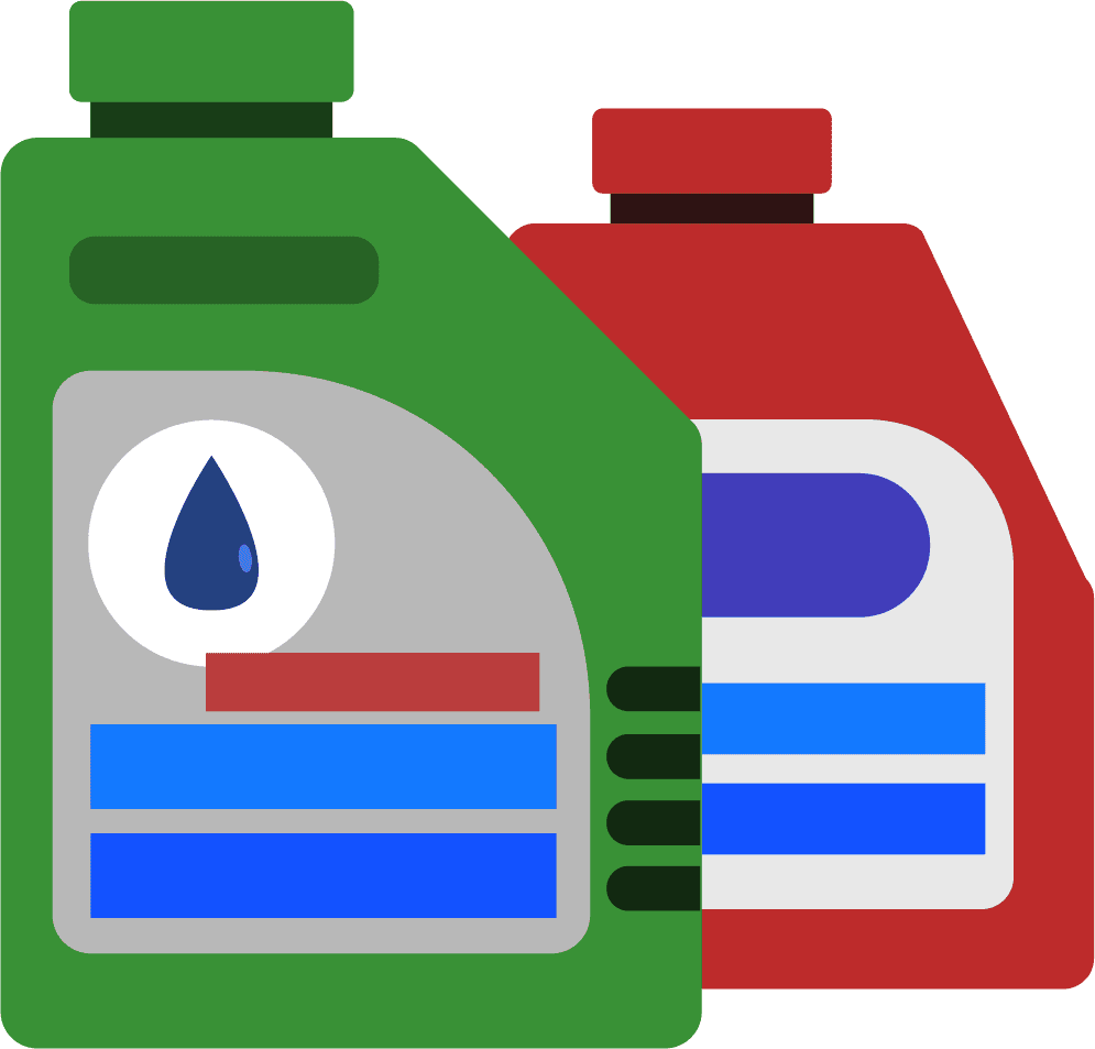 car service icons flat featuring essential automotive fluid containers for maintenance