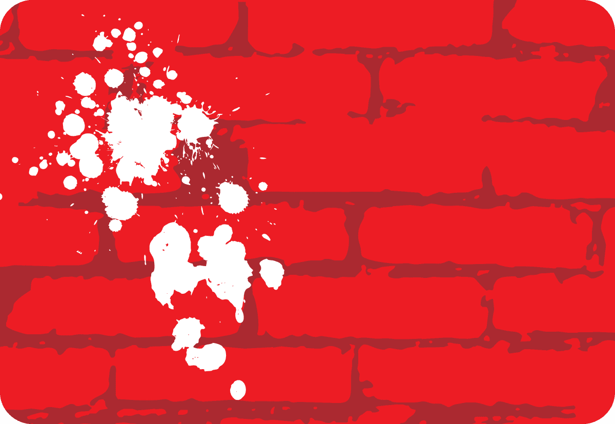 creative card design template vector with red brick wall and paint splatter effect