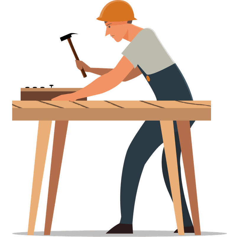 carpentry work icons male worker various gestures isolation