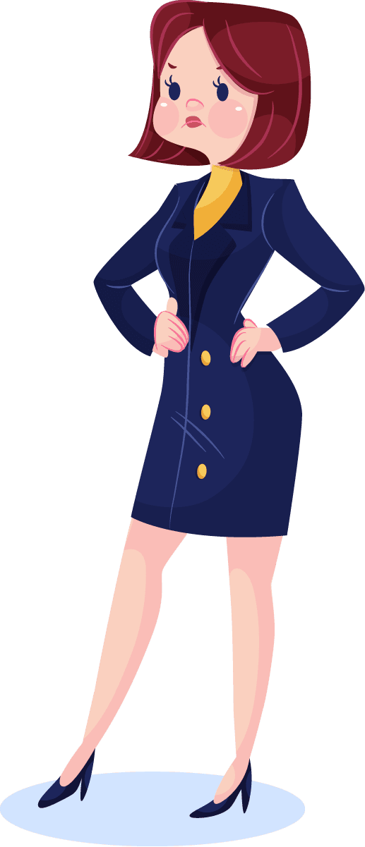 cartoon businesswoman different scenes showcasing professionalism and versatility in various outfits