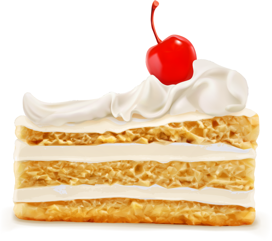 cartoon candy world material featuring a delicious cake with cherry topping and whipped cream