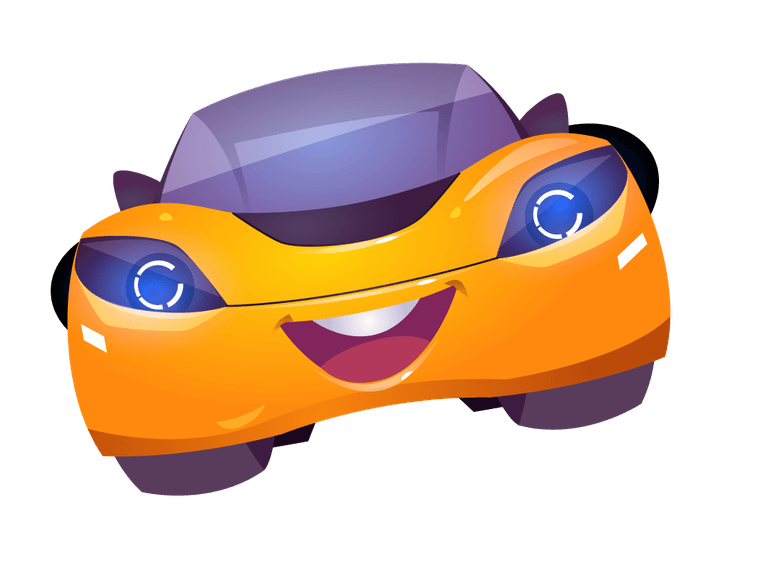 cartoon car character express happy sad emotions