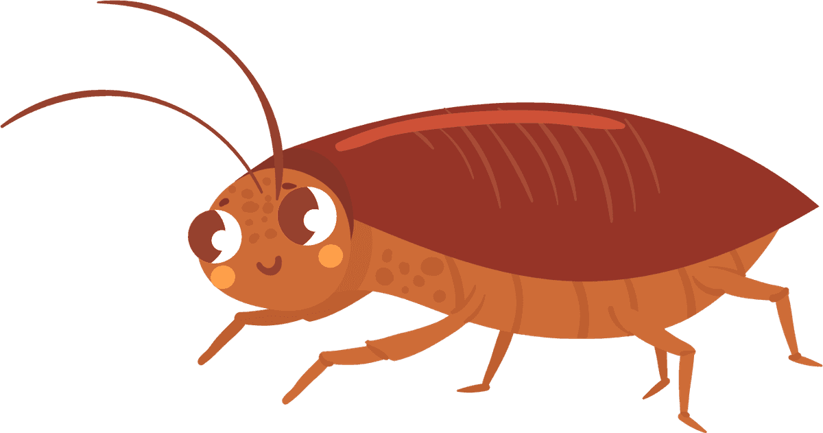 playful cartoon cockroach insect mascot for children's educational materials or games