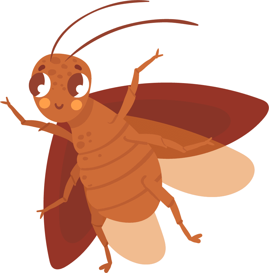 cheerful cartoon cockroach insect mascot with vibrant colors for playful branding