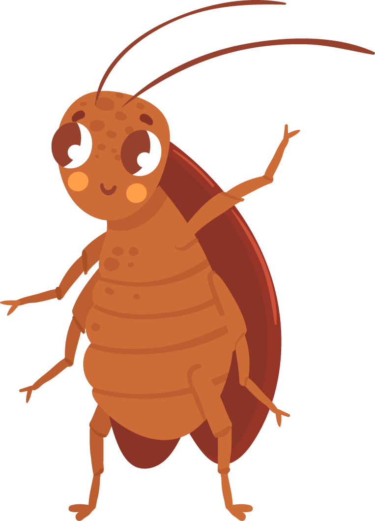 playful cartoon cockroach insect mascot for educational and entertainment purposes