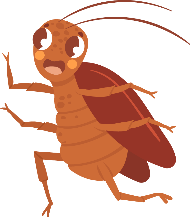 cartoon cockroach insect mascot with a cheerful expression for fun branding purposes