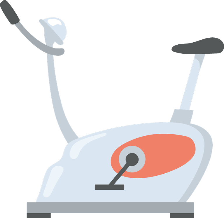 cartoon fitness equipment flat illustration featuring an exercise bike for home workouts