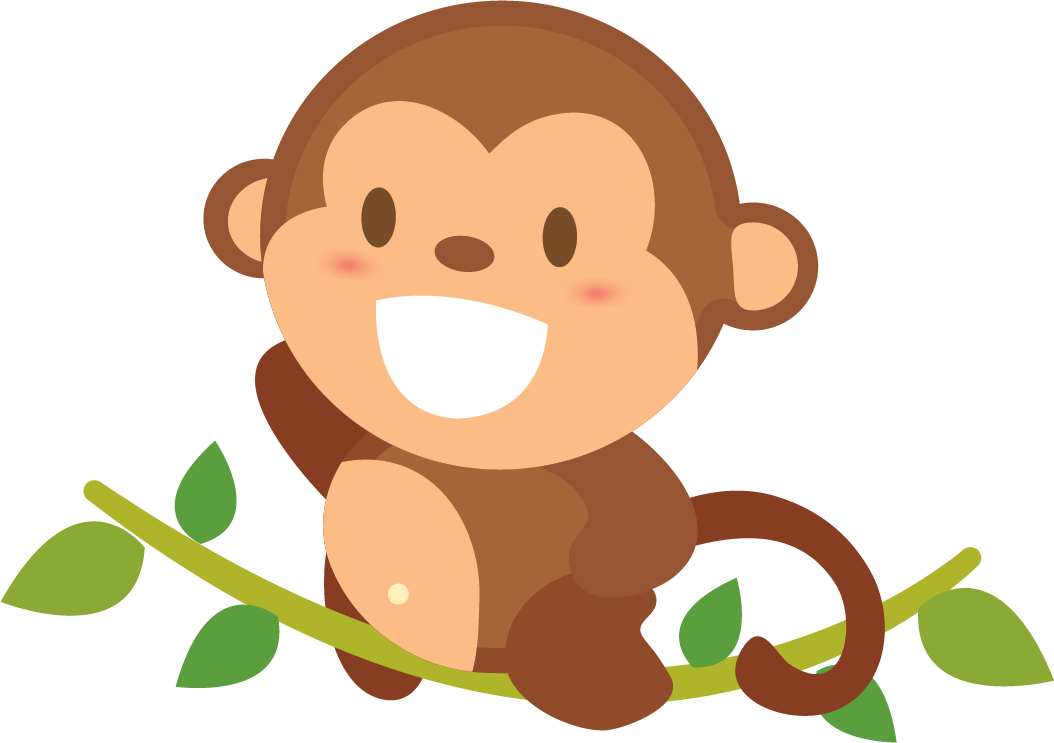 cartoon funny climbing monkey character with a big smile for children's themes