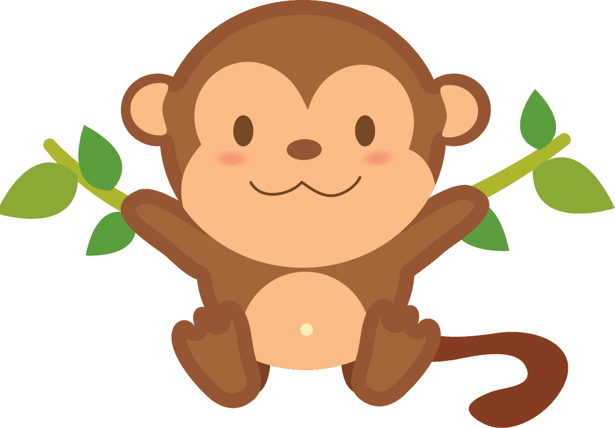 cartoon funny climbing monkey character with cheerful expression for kids' projects