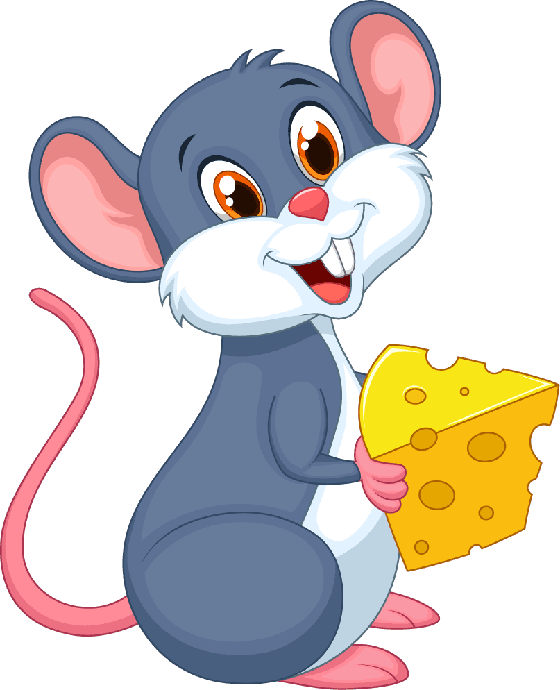 cartoon funny mouse collection set with cheese for playful illustrations and designs