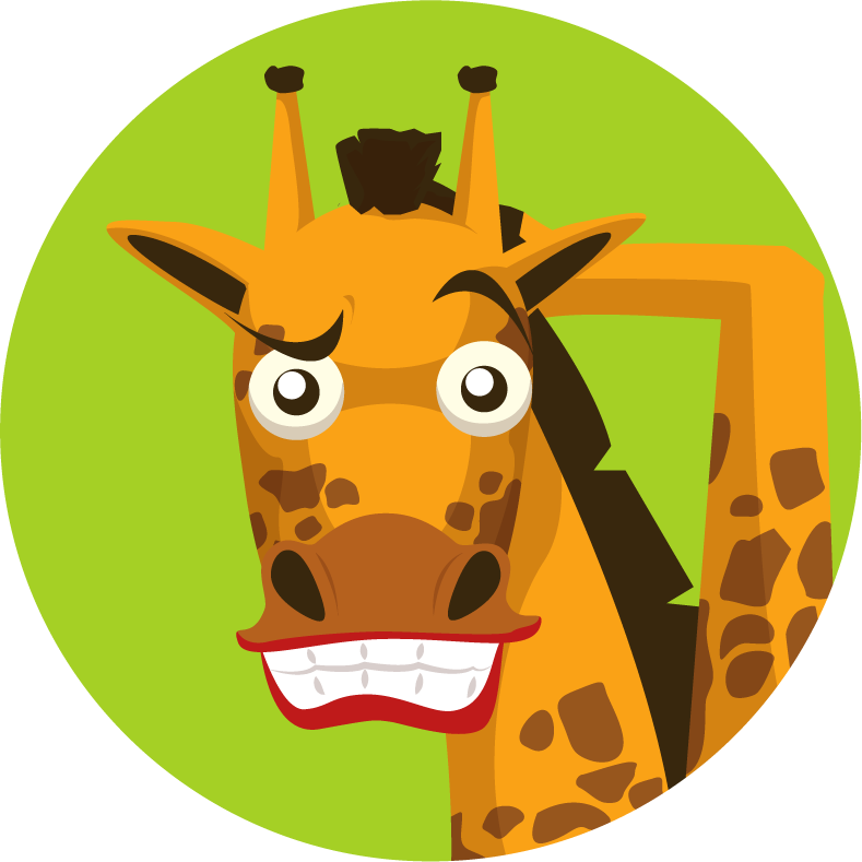 simple cartoon giraffe with rounded green background