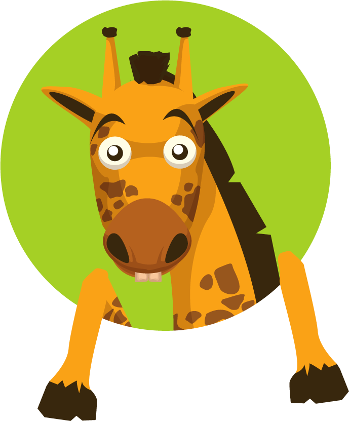 simple cartoon giraffe with rounded green background