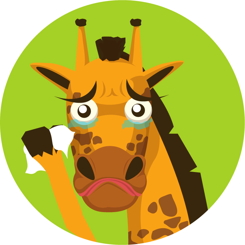 simple cartoon giraffe with rounded green background