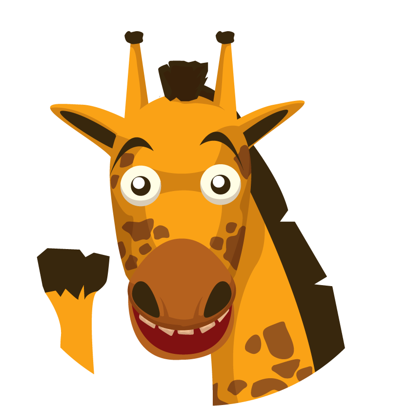 simple cartoon giraffe with rounded green background