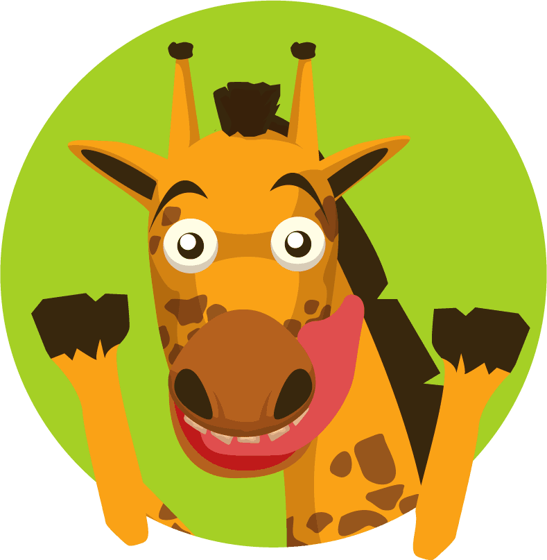 simple cartoon giraffe with rounded green background