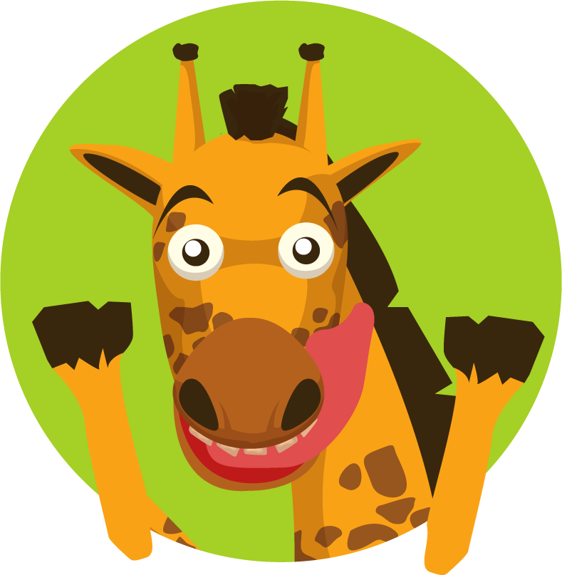 simple cartoon giraffe with rounded green background