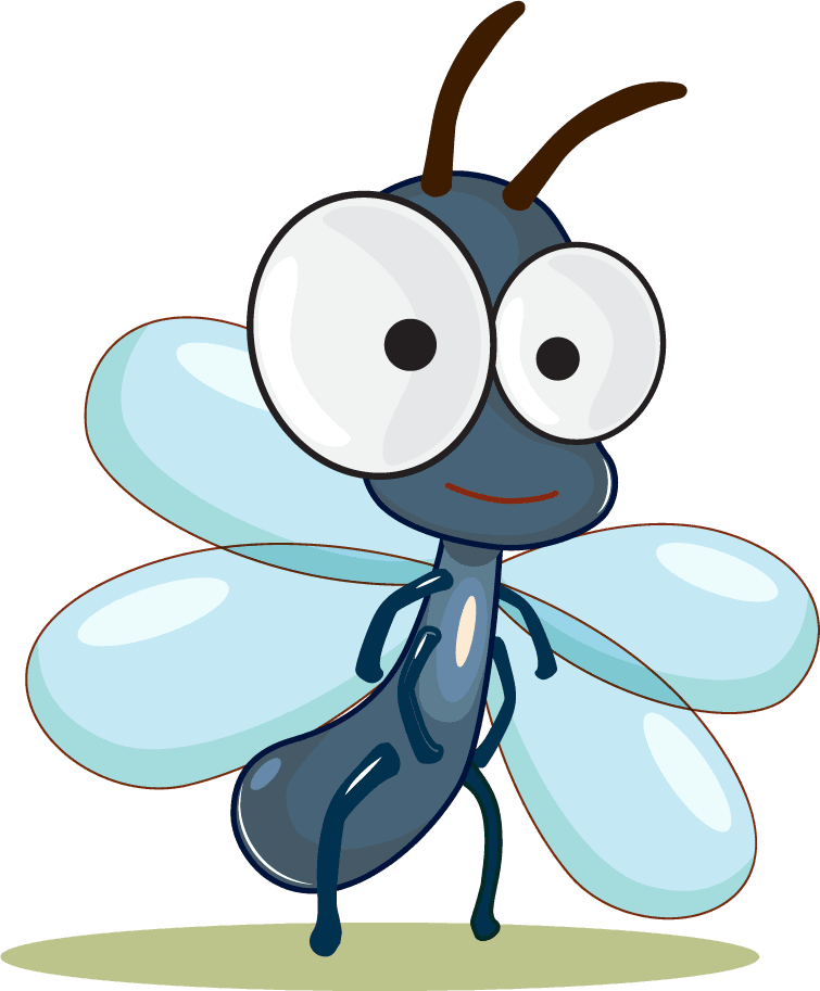 cartoon insect character with googly eye
