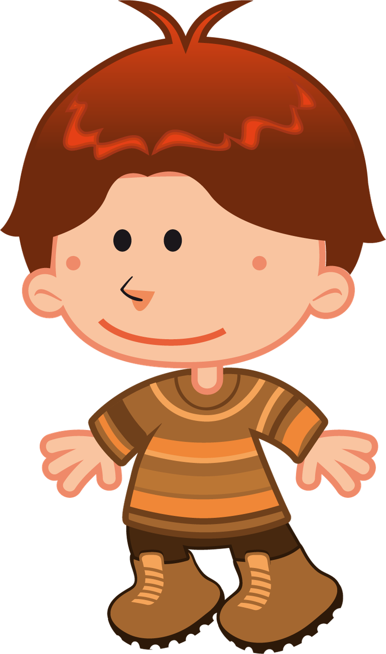 cartoon people cute characters with playful boy in striped shirt and boots