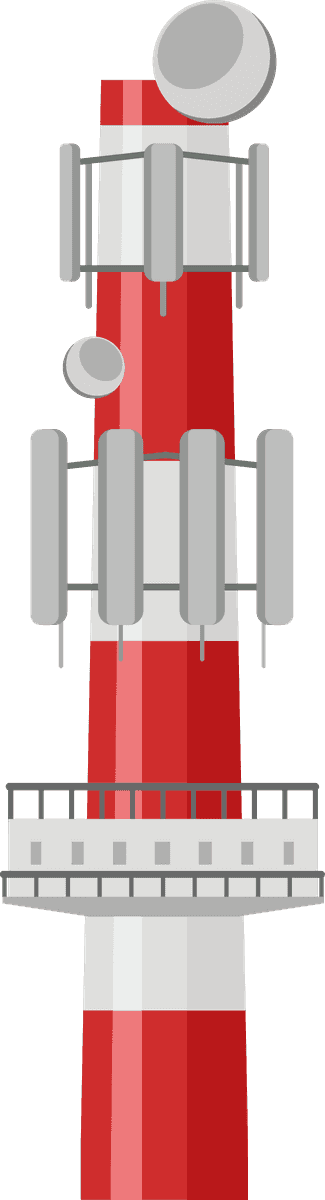 cartoon radio towers illustration featuring bold colors and detailed antennas for easy communication