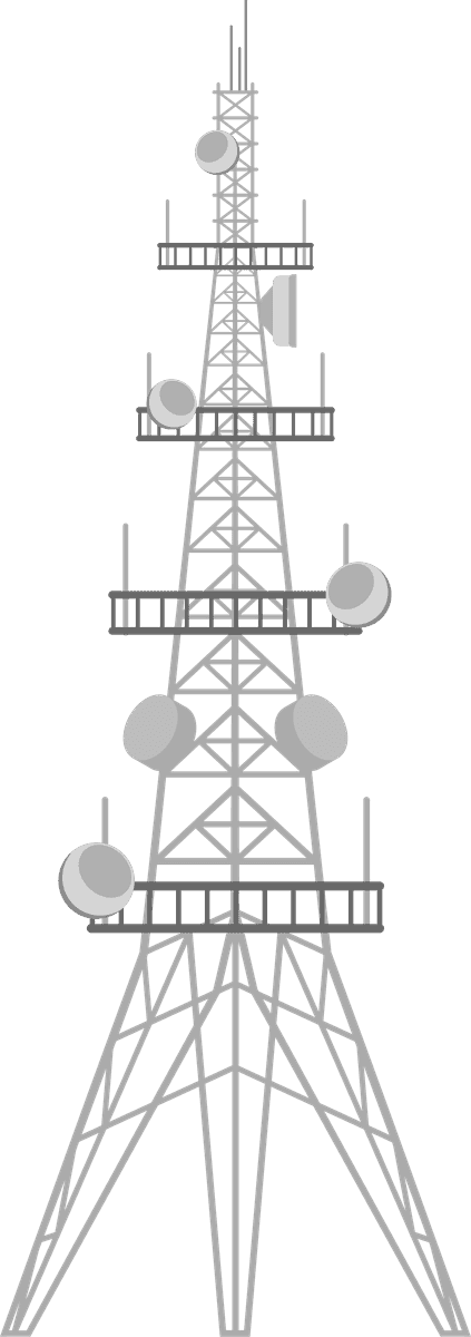 cartoon radio towers illustration with detailed features and modern styling for communication needs