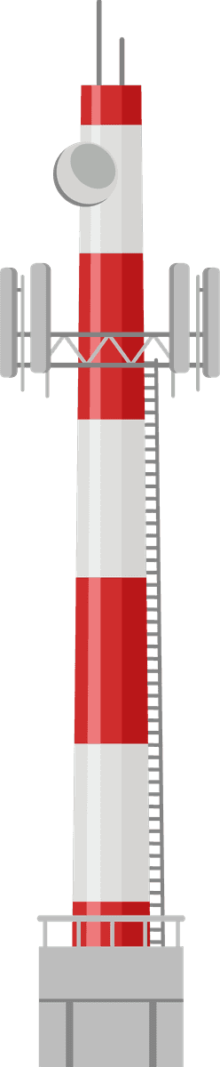cartoon radio towers illustration with bold colors and modern style for digital media