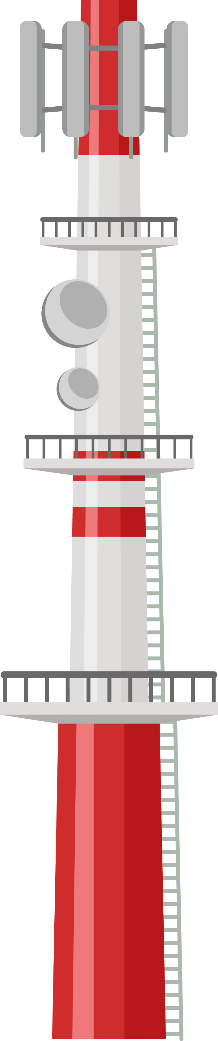 cartoon radio towers illustration with bright colors and modern features for various media
