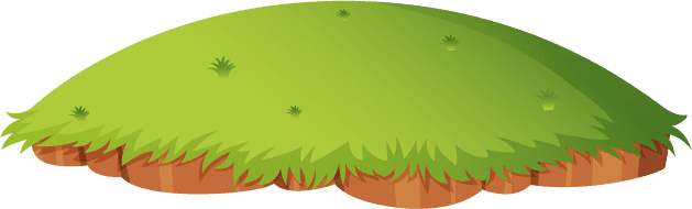 cartoon shapes island with green grass on top