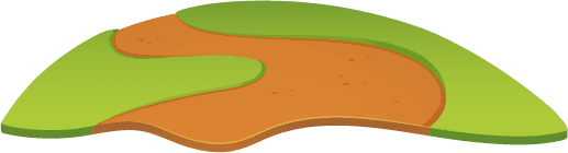 cartoon shapes island with green grass on top