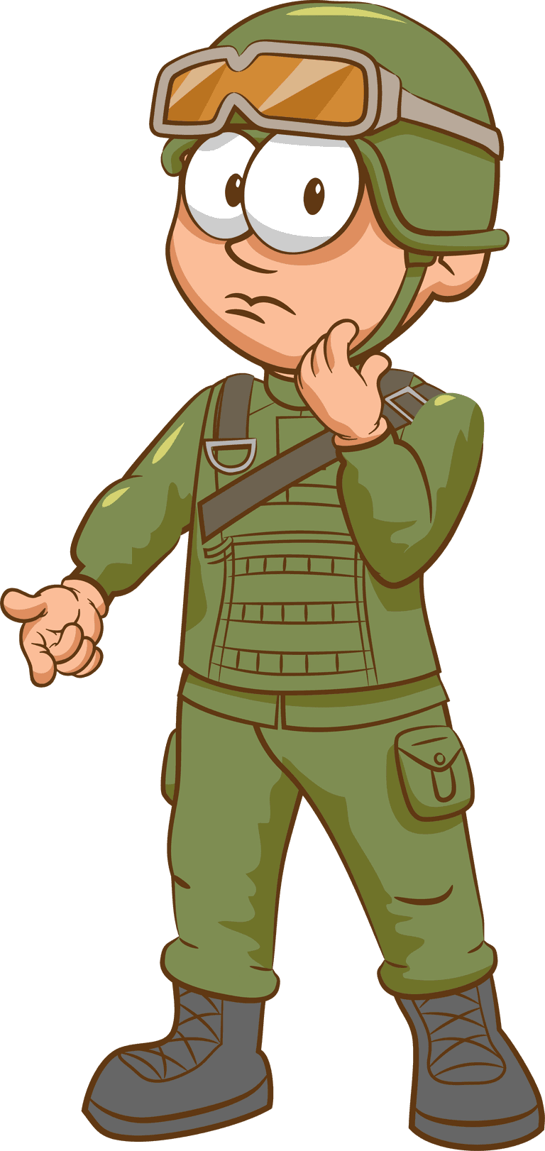 cartoon soldier in kawaii style isolated on white background