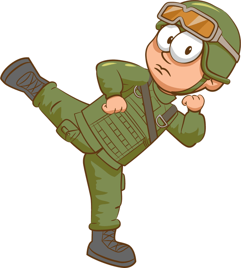 cartoon soldier in kawaii style isolated on white background