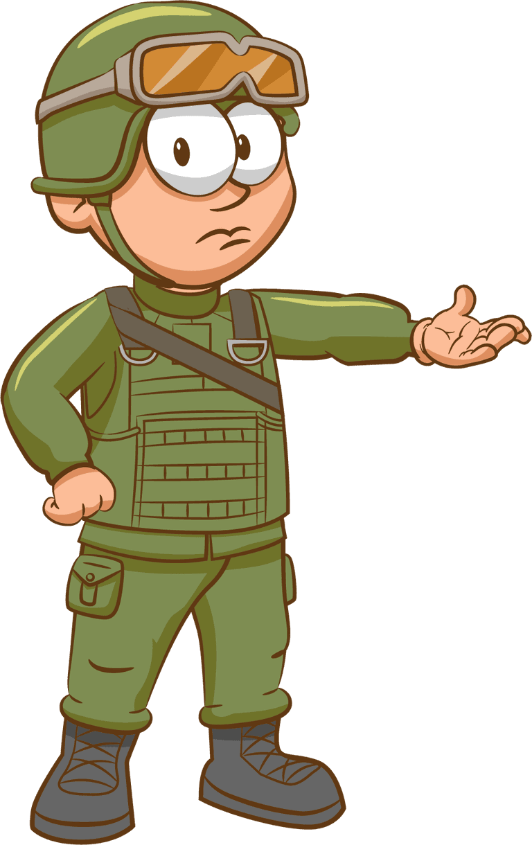 cartoon soldier in kawaii style isolated on white background