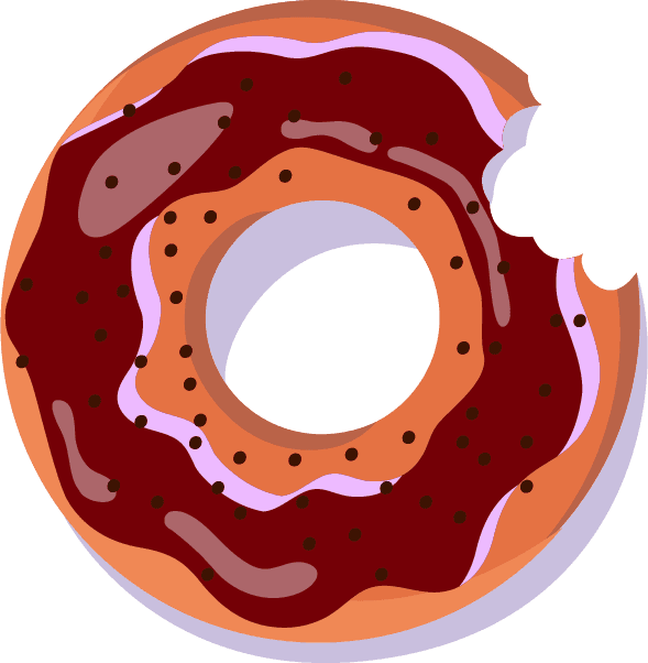 cartoon style donut with bite missing illustration