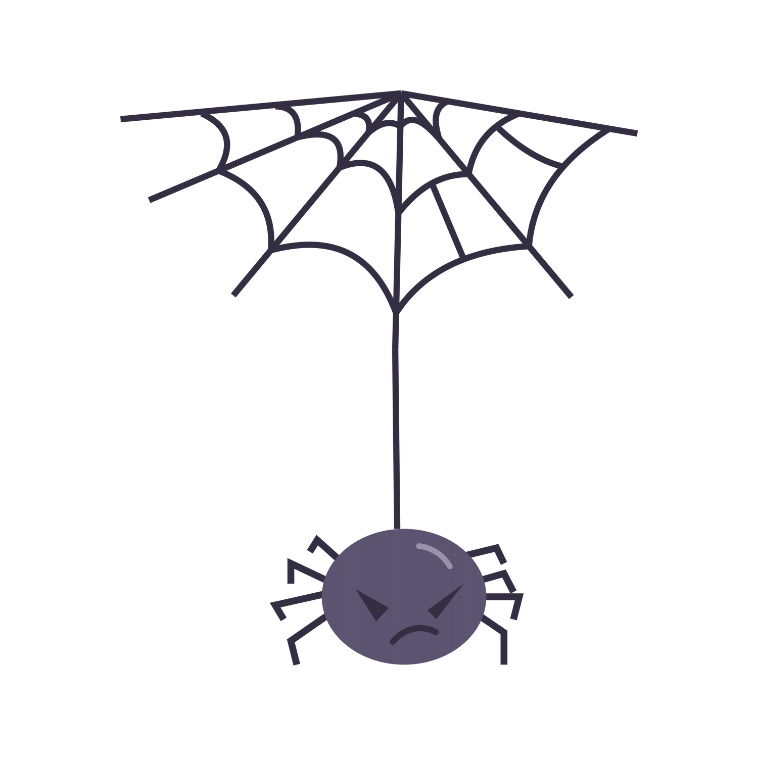 cartoon style halloween elements icon featuring a playful spider and web illustration
