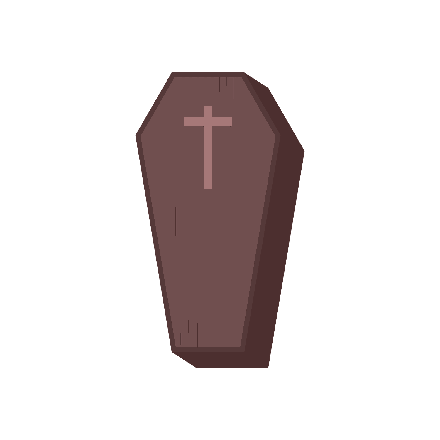 cartoon style halloween elements icon featuring a spooky coffin with a cross