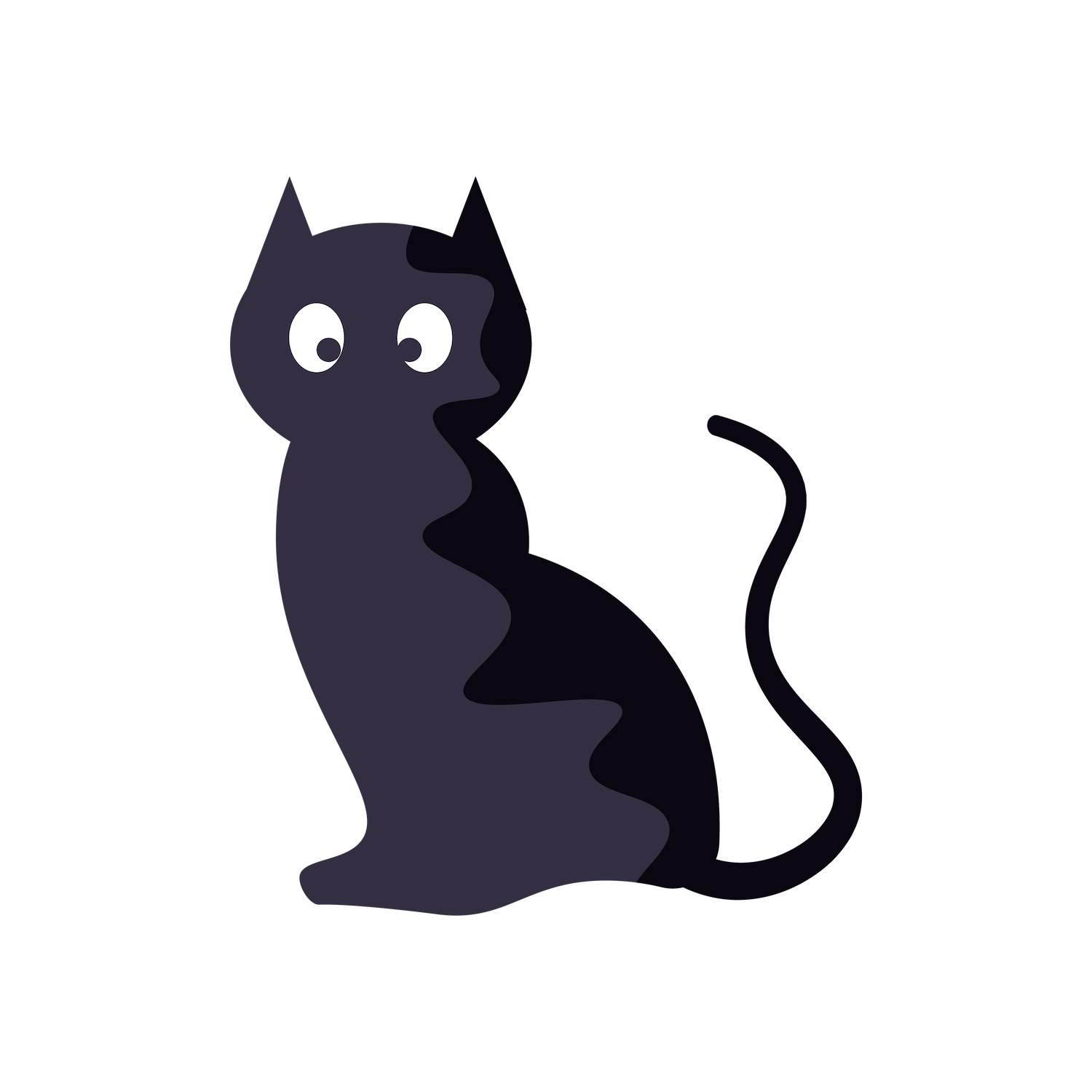 cartoon style halloween elements icon featuring a playful black cat character