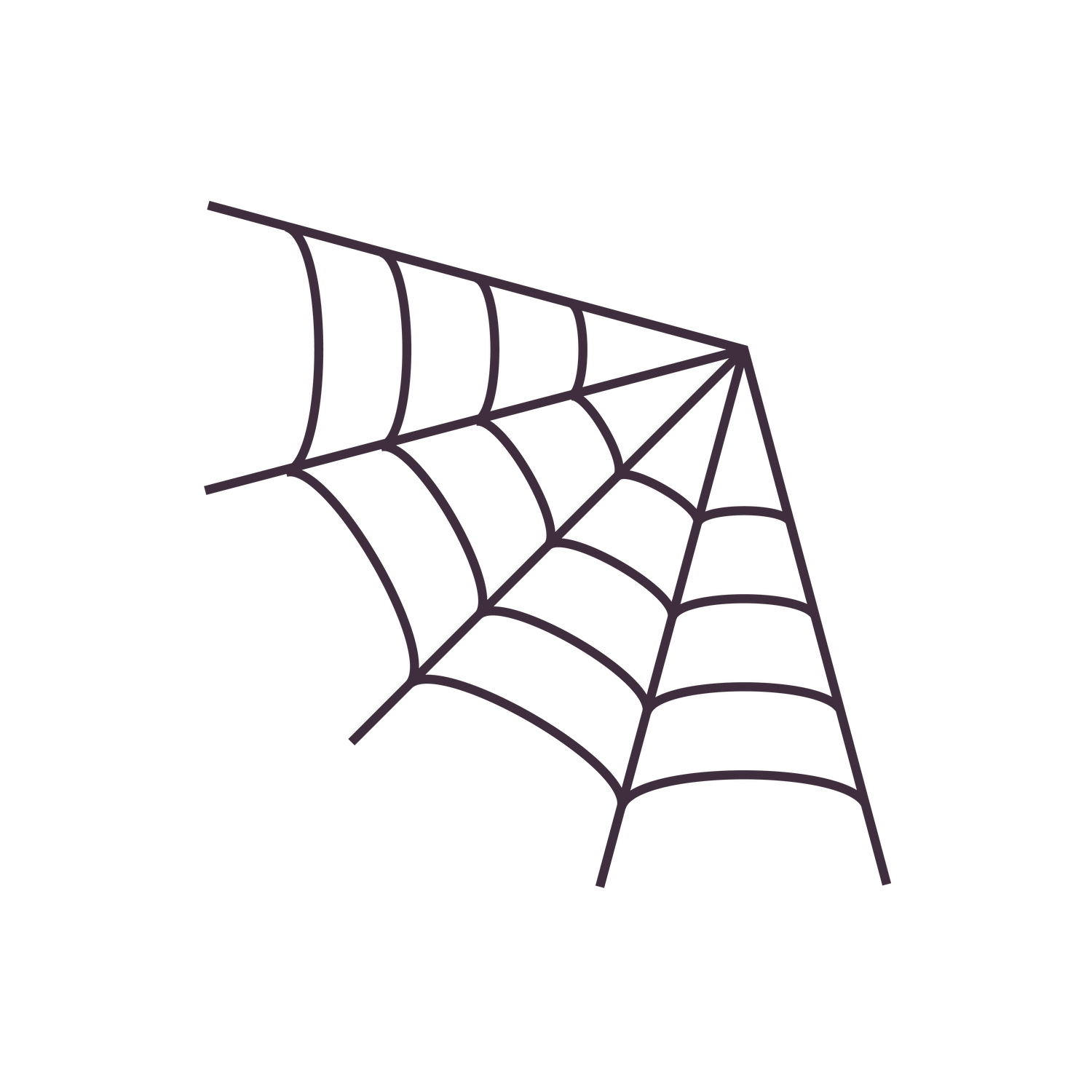 cartoon style halloween elements icon featuring a whimsical spider web illustration