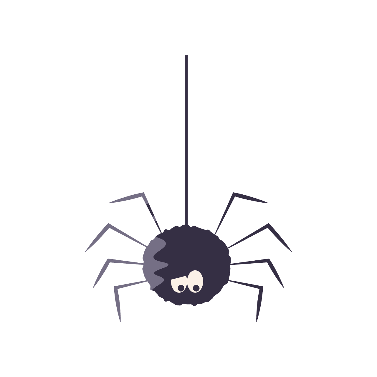 cartoon style halloween elements icon featuring a cute hanging spider character